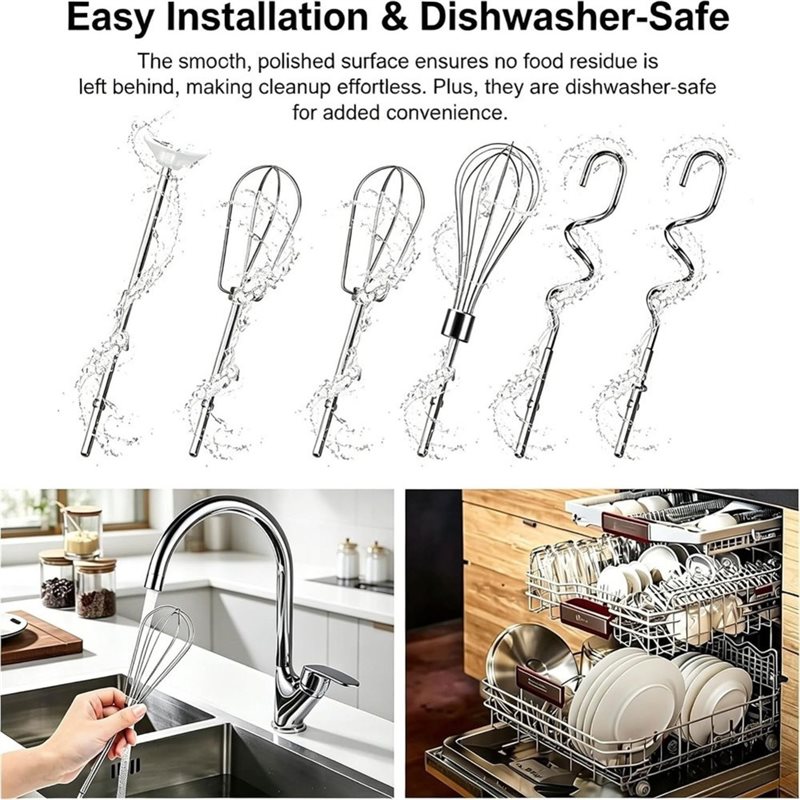 Kitchenaid Mixer Hand Mixer - 【ราคาประหยัด】 ชุดอุปกรณ์เสริมเครื่องผสมอาหารแบบมือถือ สแตนเลส ประกอบด้วย หัวตี, ตะขอสำหรับนวดแป้ง
