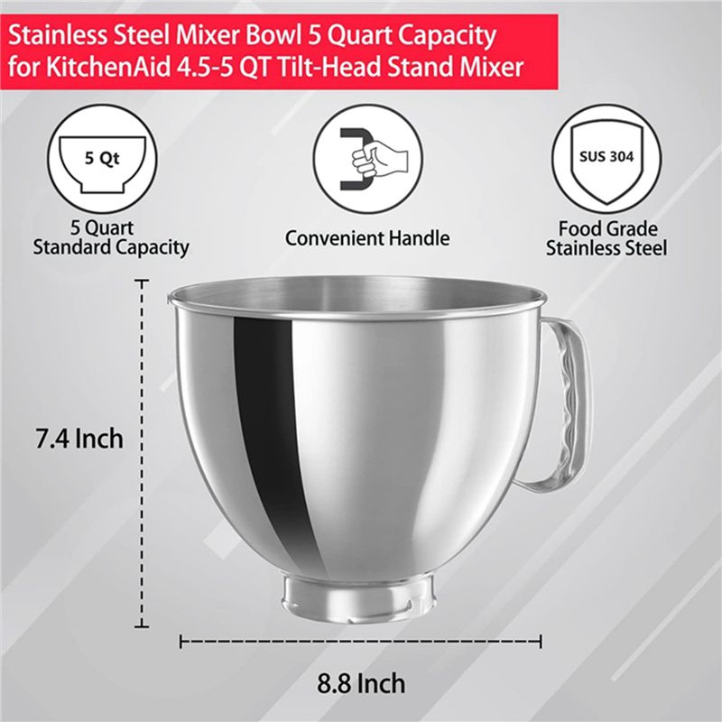 A21T ชามผสมสแตนเลส 3 ชิ้น สำหร - Kitchenaid Mixer Artisan 5Qt บทวิจารณ์และราคา